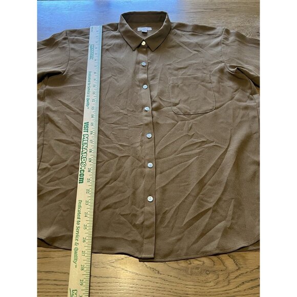 J.Jill Brown Button Up Long Sleeve Collared Polyester Shirt Size Medium Career - Picture 4 of 14